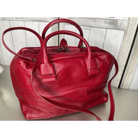 Marc Jacobs Red White Leather Small Striped Prince Antonia Satchel Handbag Italy - Picture 7 of 11